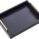 16"x12" Serving Trays with Handles, Black Decorative Serving Tray, Ottoman Trays for, Living Room, Bathroom, and Outdoors Decorative Trays (Black)