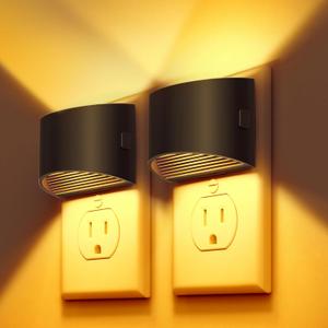 DORESshop LED Night Light[2 Pack], Night Lights Plug into Wall, 3 Level Brightness Adjustable Plug in Night Light, Dusk to Dawn Sensor, Nightlights for Adults, Bedroom, Bathroom, Hallway, Amber