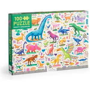 Mudpuppy Mighty Dinosaurs 100 Piece Puzzle – 100 Piece Jigsaw Puzzle with Colorful and Fun Illustrations of Jurassic Creatures for Children Ages 5 and Up by Jones, Rebecca