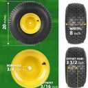 (2-Pack) 20x8.00-8 Rear Tire and Wheel Assemblies - 4 Ply Tubeless Tire Compatible Replacement for Riding Lawn Mowers - 3/4" Borehole, 3.5" Offset Hub and 3/16" Keyway (Yellow)