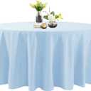 Round Tablecloth - 120 Inch Round Tablecloth - Stain and Wrinkle Resistant Washable Polyester Table Cloth, Decorative Fabric Table Cover for Dining Table, Buffet Parties and Wedding, Blue Mist