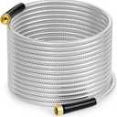 SPECILITE Stainless Steel Garden Water Hose 50 FT, Flexible and Lightweight Pipe, Non-Expandable Heavy Duty Metal Waterhose with Brass Fittings for Reel, Yard, Outdoor, Boat