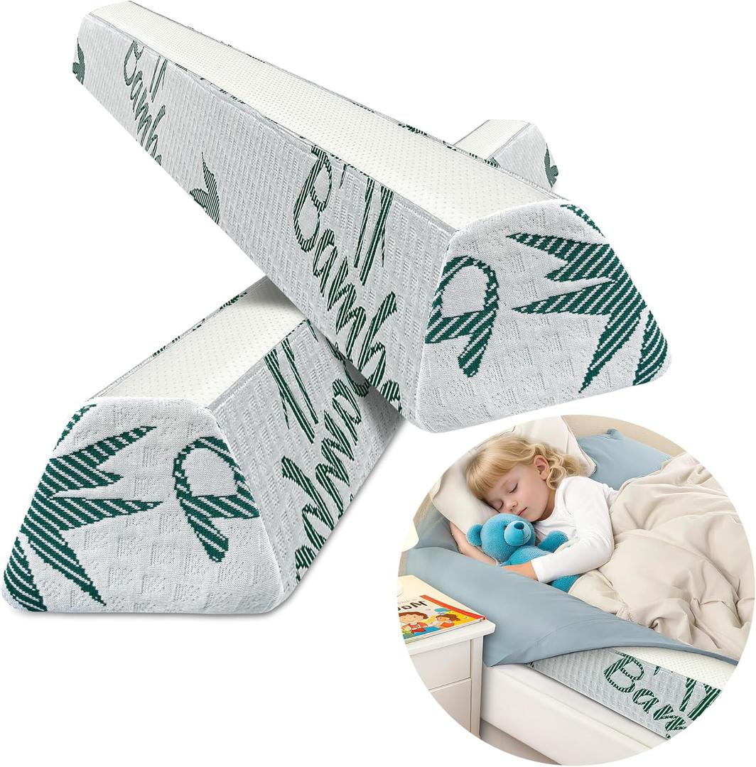 Baby Bed Bumpers for Toddlers, Foam Bed Guard Rail for Kids Bed Twin Full Queen King Size Bed, 2 Pack