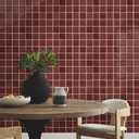 Thicker Dark Red Peel and Stick Backsplash Tiles-10 pcs of 12" x 12"-3D Adhesive Glossy Square Panels Stick on Backsplash Tiles for Kitchen,Bathroom, Vinyl, Waterproof, Interior Wall Tiles, 11.81 x 11.81 inch