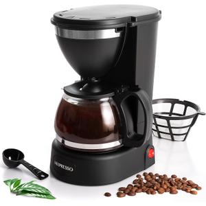 Mixpresso Drip Coffee Maker Coffee (6 Cups), Black (5 Cup Standard)
