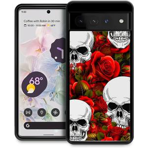 CARLOCA Compatible with Google Pixel 7 Pro Case,Rose Skull Head Google Pixel 7 Pro Cases Graphic Design Shockproof Anti-Scratch Drop Protection Case