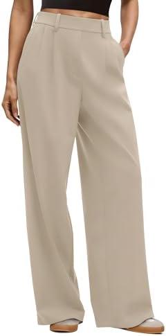 LASLULU Womens Yoga Dress Pants Casual Wide Leg Stretchy Office Travel Trousers Business Casual Work Pants Slacks XL