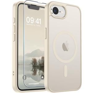 SUPFINE Magnetic for iPhone 17e Case/iPhone 16e Case (Compatible with MagSafe)(Military Grade Drop Protection) Slim Translucent Matte Shockproof with Anti-Fingerprint Phone Case,Antique White