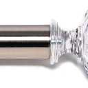 DWCN Decorative Single Curtain Rods for Windows 28 to 48 inch, 1 Inch Diameter with Acrylic Finials, Heavy Duty Adjustable Rod Curtain Splicing Metal Curtain Rod for Windows (Brushed Nickel, 32"-56")