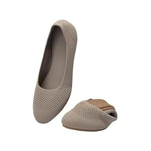 poemlady Women’s Ballet Flat Shoes Dress Shoes Knit Round Toe Slip On Ballerina Walking Flats Shoes for Woman Low Wedge Casual, 9