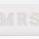 Etercycle MRS Letter Cosmetic Bag, Bridal Shower Gifts Small PU Waterproof Makeup Bag, Bling Pearl Rhinestone Patches Travel Organizer for Engagement Bachelorette Party (Silver)