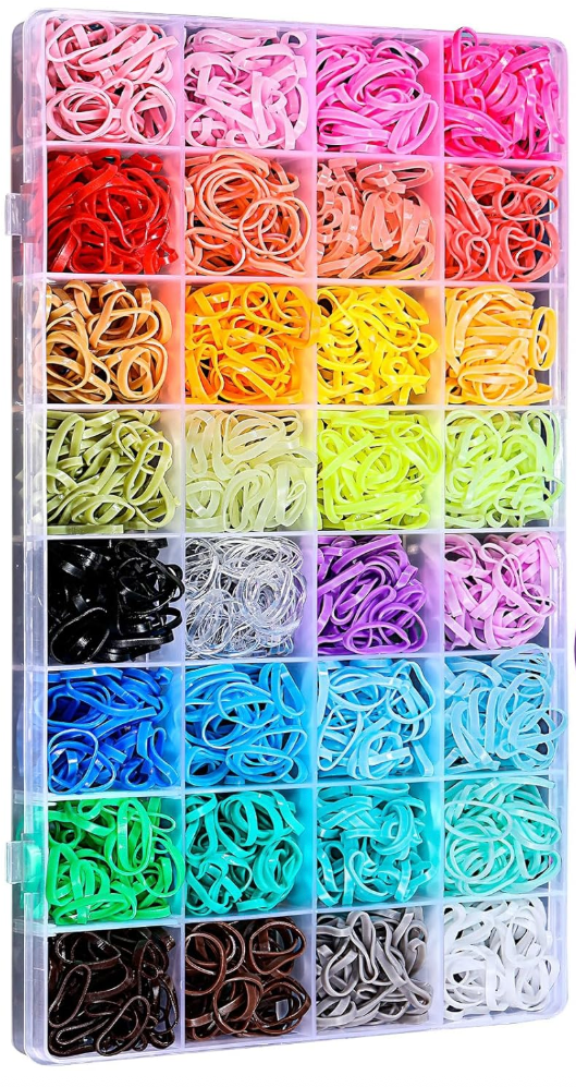 32 Colors Small Hair Rubber Bands with 16 Hair Styling Tools, 2000 Pcs Elastic Girl Baby Hair Ties Mini Hair Bands with Hair Elastic Cutter Hair Accessories Xmas Stuff for Girls Baby Toddlers Kids