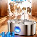 4.2Gal Dog Water Fountain for Large Dogs, 16L Stainless Steel Dog Fountain Water Bowl with Multi-Filtration & Deeper Drinking Tray, Extra Large Pet Water Fountain with Water Window & LED, Ultra-Quiet