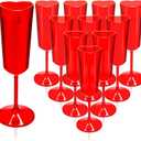 12 Pcs Valentine's Day Heart Shape Plastic Champagne Flute Glasses with Gold Rim Gift Set 5 oz Elegant Red Cocktail Toasting Glasses Wine Cup Bulk for Wedding Bridal Birthdays Party Supplies
