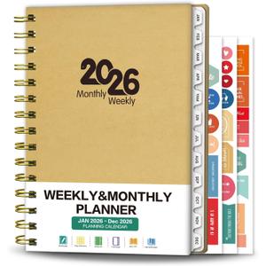 4 x Ymumuda Academic Planner 2026, Daily Weekly and Monthly Calendar Planner (Jan.2026-Dec.2026),8.4"6.3", Hardcover Notebook Teacher Supplies, Premium Thick Paper, Planners for School Work Office