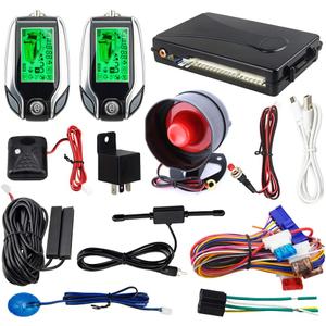 EASYGUARD EC204 2 Way car Alarm System with PKE Passive keyless Entry, Rechargeable LCD Pager Display & Remote Trunk Release, Shock Warning DC12V