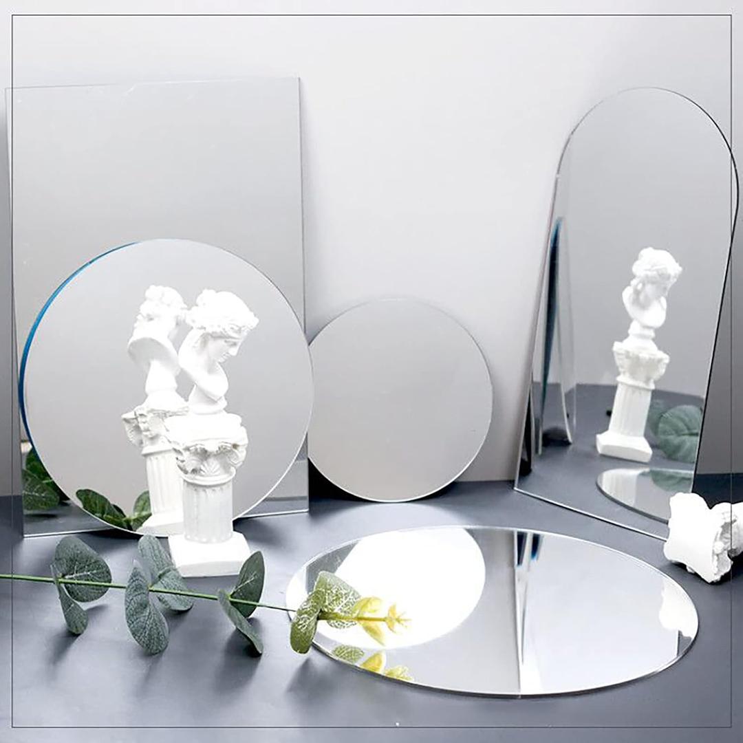 4PCS Geometric Mirror Photo Props Set, Acrylic Mirror Reflection Board Photography Background Props for Goods, Crafts, Lipstick, Jewelry, Cosmetics, Makeup Tools, Food