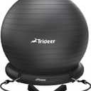 Trideer Ball Chair - Yoga Ball with Base & Bands for Home Gym Workout (L(23-26ines/58-65cm), Black)