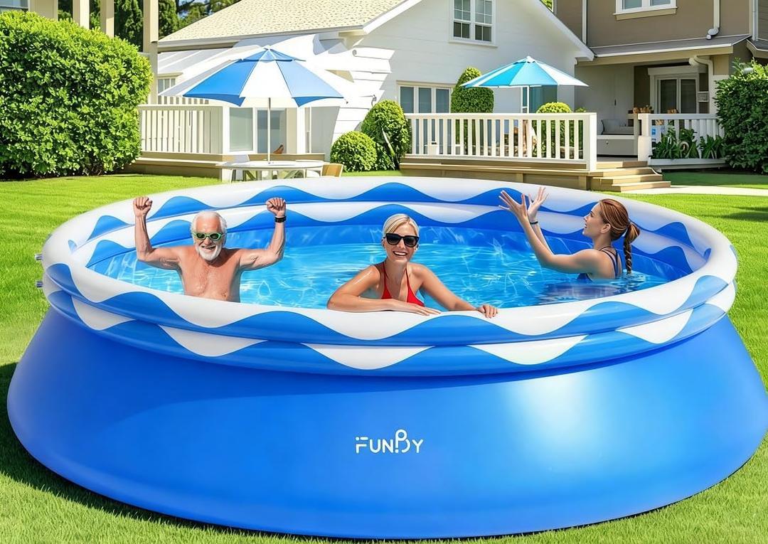 Inflatable Tanning Pool Lounger Float with Sprinkler, 77" x 48" Pool Floats Adult with Pillow, 6 in 1 Suntan Tub Raft Floatie with Drink Holder Sunbathing Water Lounge (Blue)