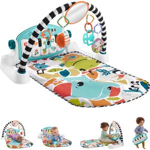 Fisher-Price Baby Playmat Glow and Grow Kick & Play Piano Gym, Blue Musical Learning Toy with Developmental Activities for Newborns 0+ Months