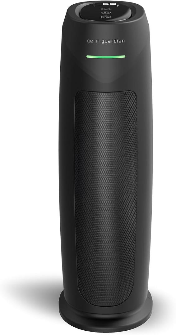 GermGuardian HEPA Air Purifier for Home, Large Rooms Up To 743 Sq. Ft. with HEPA PURE Air Filter, Air Quality Monitor & UV-C Light, AC4880B, 22" Tower, Black