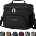 Vankor Lunch Box for Men Women, Insulated Lunch Bag Reusable Leakproof Cooler Lunch Tote Bag with Adjustable Shoulder Strap for Work Office Picnic Beach Travel, Black