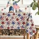 Horaldaily 4th of July Tablecloth 5270 Inch Rectangular, Patriotic Star Strips Pattern Independence Day Memorial Day Washable Seasonal Table Cover for Party Picnic Dinner Decor