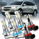 Light Bulbs for Chevrolet Traverse 2009-2012,6-Pack | 9005 High Beam, H11 Low Beam and Fog Lights, 6500K White, 55W with Fan