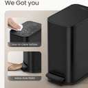 Cesun Small Bathroom Trash Can with Lid Soft Close, Step Pedal, 5 Liter / 1.3 Gallon Stainless Steel Garbage Can with Removable Inner Bucket, Waste Basket for Bathroom, Bedroom (Matte Black)