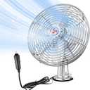 12V Fan RV|Truck Cooling Heavy Duty 8" Metal Car Fan Bus|Boat|Forklift|Car|Camper|Lawn|Mower|Tractor 2-Speed Silver
