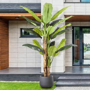 8.5ft Extra Tall Artificial Banana Tree, Fake Banana Leaf Plant with 26 Faux Banana Leaves, Perfect for Home Indoor Outdoor Patio Office Tropical Decor