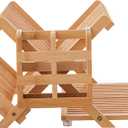 HBlife Bamboo Dish Drying Rack with Utensil Holder, 3-Tier Large Collapsible Wooden Dish Drainer Rack, Folding Drying Holder Dish Drainer for Kitchen Counter