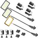 Trade Show Lights,Portable Exhibit Arm Lighting, 2 Color Temperatures LED Display Lighting for Trade Shows Included Clamps, Mounting Brackets, Power Cables (Black, Warm+White Light)