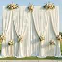 12 Panels 5x14ft Ivory Backdrop Curtains for Parties, Wrinkle Free Polyester Ivory Photo Backdrop Drapes 14 ft Long Back Drop Cloth for Wedding Birthday Photography Background Party