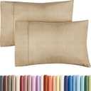 King Pillow Cases Set of 2 - Ultra Soft Hotel Quality Pillowcase Covers - Comfy, Cozy & Wrinkle Free - Shrinkage and Fade Resistant - Machine Washable Pillow Protectors - 2 Piece Set - Heathered Tan