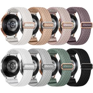 8 Pack Stretchy Bands Compatible with Samsung Galaxy Watch 7 6 5 4 40mm 44mm/Galaxy 5 Pro 45mm/6 4 Classic 46mm 42mm 43mm 47mm/Active 2, 20mm Nylon Elastic Watch Strap Sport Wristbands for Women Men