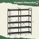 Huuger 5 Tier Bookshelf, Display Bookshelf with 10 Open Shelves and Raised Baffle, 47.2 Inch Straight Wide Bookcase with Metal Frame and Wooden Board, Adjustable Feet, Black