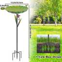 Metal Bird Bath for Outside, Detachable Birdbath Sturdy 5-Prong Stake Base with Bowl & Decorative Birds, Durable Iron Garden Birdbath Feeder for Outdoor Garden Yard Patio Decor(Retro Green)