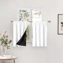 BGment White Short Blackout Curtains for Small Window 36 Inch Long, Thermal Insulated Curtains for Bedroom Loft Bathroom Basement Kitchen Soundproof Rod Pocket Cafe Curtains, 2 Panels, 42 Wide