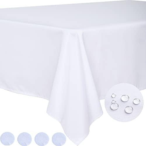 BYDOLL Table Cloth White 30x60 Inch Tablecloth for 4 Foot Rectangle Tables Outdoor Washable Wrinkle Free and Spill Proof Polyester Tablecloth for Festival Camping Picnic Party Cover