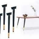 Furniture Leg 4 PCS Oblique Table Legs 40cm / 16 inch Metal Desk Chair Legs Black & Golden