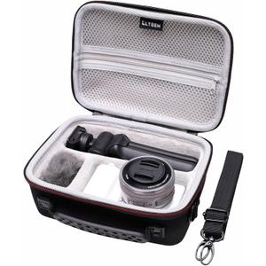 Camera Case Compatible with Sony Alpha ZV-E10 / ZV-1F / ZV-1 / ZV-1 II Vlog Camera with Shoulder Strap by LTGEM, Fits Vlogger Accessory Kit Tripod and Microphone, Black+Gray