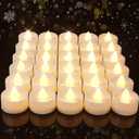 Amagic 30Pcs Flickering Flameless Tea Lights Battery Operated, 200+ Hours Long Lasting Electric Candle for Wedding Table Centerpiece, Home Decor, Gift, Holiday Decor (White)
