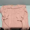 Maroway Womens Cardigan Solid Color Long Sleeve Open Front Chunky Knit Sweater Outwear (Pink, XL)