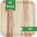 Greenmile Palm Leaf Plates 10 Inch, Areca Palm Plates Set, Square Biodegradable and Compostable Bamboo Plates Disposable Dinnerware for Parties, Weddings, BBQs, 25 Pack