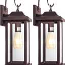 2-Pack 17 Inch Large Bronze Outdoor Light Fixtures, Exterior Vintage Outdoor Wall Sconces IP65 Waterproof Anti-Rust, Porch Lights with Clear Glass Outside Rustic Wall Lanterns E26 Bulb Base
