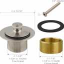 Tub Drain and Overflow Kit with Single Hole Overflow Faceplate, Welsan Universal Lift & Turn Bathtub Drain Kit with Fine/Coarse Thread Conversion Twist Trim Kit Assembly-Brushed Nickel