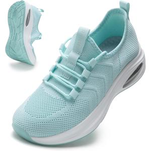 Wide Toe Box Shoes Women Extra Wide Width Sneakers Air Cushion Road Running Shoes Ultra Light Tennis Gym Workout Training Shoes Breathable Walking Shoes with Arch Support (11.5-12 Wide, Mint)