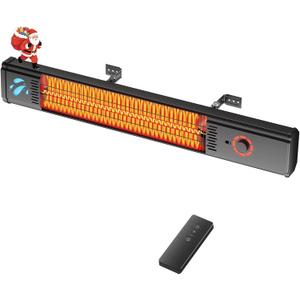 Patio Heater for Outdoor Use 1500W, 8H Timer, Waterproof, Infrared Electric Wall-Mounted Patio Heater, 8 Levels Heating for Garage Backyard Black