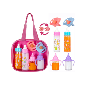 fash n kolor®, My Sweet Baby Disappearing Doll Feeding Set, Baby Care 6 Piece Doll Feeding Set for Toy Stroller | 2 Milk & Juice Bottles with 2 Toy Pacifier for Baby Dolls